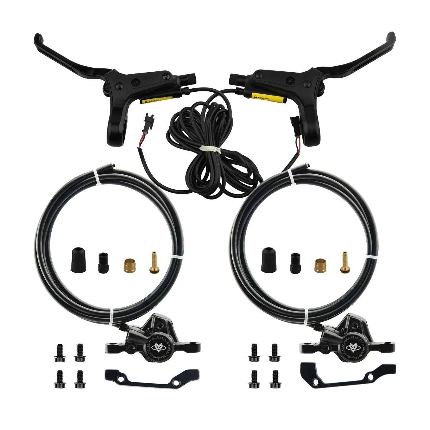 NFOX Mountainbike hydraulische Scheibenbremse Kit SM2A Vierkolben-Bremssattel Elektroroller 2-poliger 3-poliger Abschaltgriff Zubehör Image