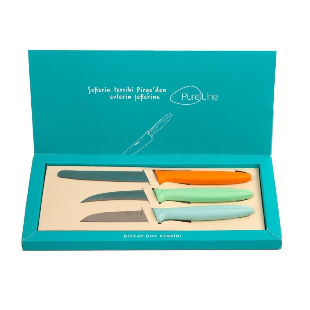 Pirge Pure Line Gemüsemesser Set 3 TLG - 9 cm, 9 cm, 12 cm - Obstmesser Edelstahl Schälmesser - Scharfe Klein Küchenmesser Image