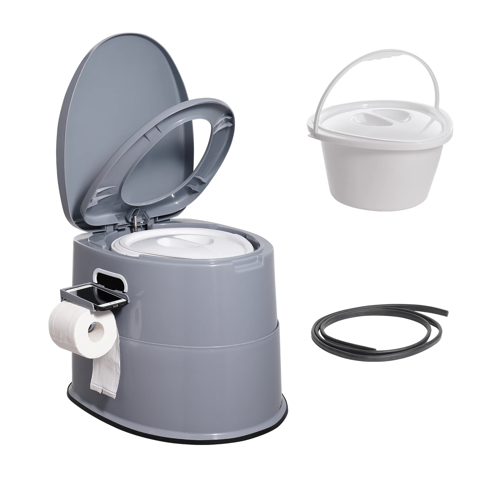 SucceBuy Tragbare Toilette für Camping, Porta-Töpfchen mit 1,3 G abnehmbarem Inneneimer, Reisetoilette für Outdoor-Campingreisen Image
