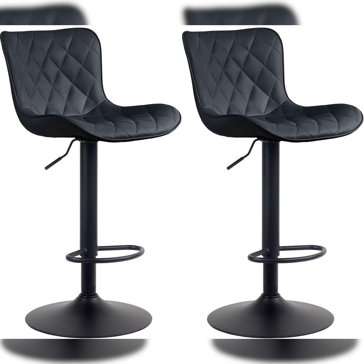 Décoshop26 - Set aus 2 schwarzen Barhockern aus Kunststoff mit schwarzen Metallbeinen höhenverstellbar drehbarer Sitz TDB10729 Image