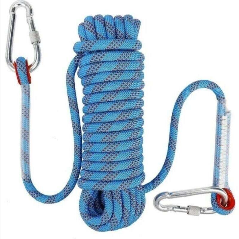 Corda Da Arrampicata Con Moschettone Di Sicurezza Statico Da 10 Mm, Corda Da Alpinismo In Poliestere, Corda Di Salvataggio Per Escursionismo, Alpinismo E Arrampicata, 10 M