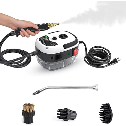 2500-Watt-Handdampfreiniger mit hoher Temperatur und Druck, 6 Geschwindigkeitsstufen, 3 Bürstenaufsätze für Küche, Haushalt und Autoreinigung Image