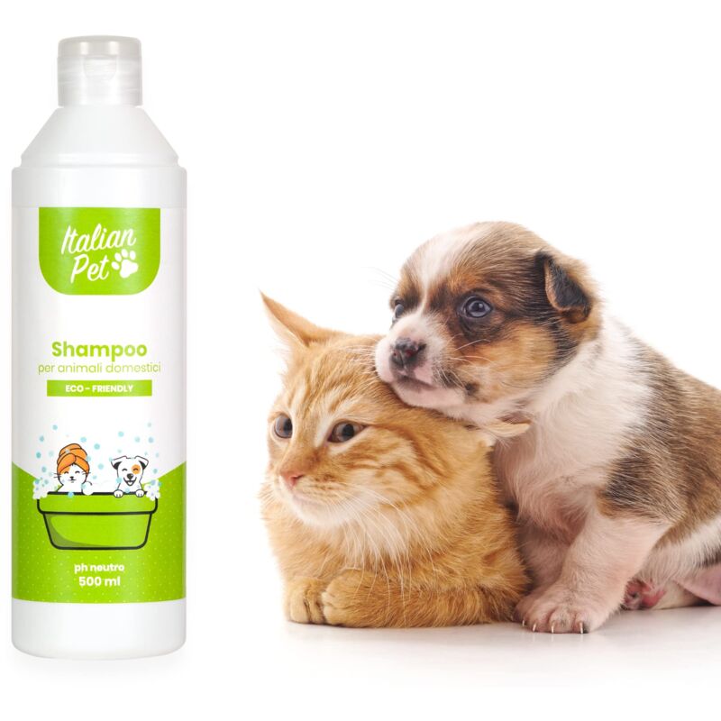 Italian Pet - Shampoo Eco Friendly Cani, Gatti E Cuccioli - Shampoo Ph Neutro Concentrato - Pelo Lungo, Pelo Corto, Pelo Lucido, Voluminoso, Spazzolabile - 500 Ml - Flacone Plastica 100% Riciclata