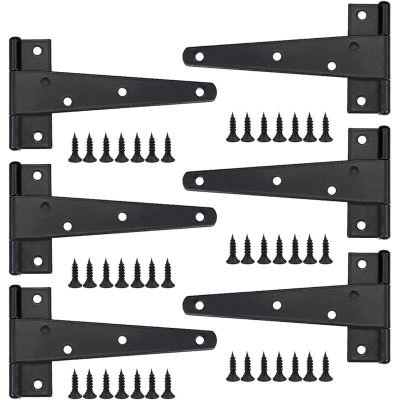 6 Cerniere Per Porte Resistenti, Cerniere Per Porte Da 6 Pollici, Cerniere A T Nere, Cerniere Piatte In Acciaio Inossidabile, Cerniere Per Porte In Ferro, Cerniere Resistenti Per Porte, Finestre, Capa