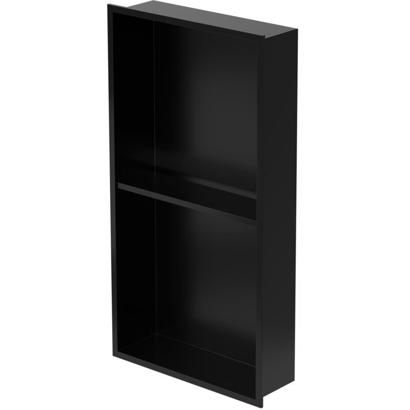 Nicchia A Parete In Acciaio Inossidabile Con 2 Ripiani 30x60x10 Cm Nero Nicchia Per Doccia Con Telaio Ripiano Doppio Incorporato Nicchia Piastrellabile Per Bagno Nicchia Piastrellabile - Luxebath
