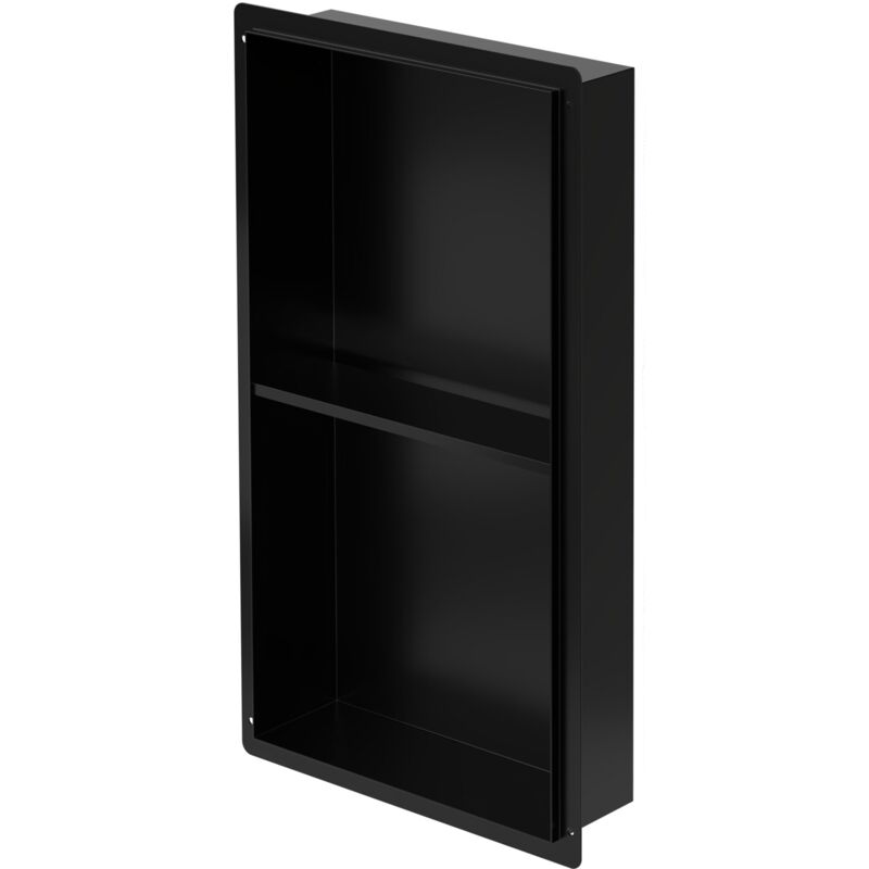 Nicchia A Parete In Acciaio Inossidabile Con 2 Ripiani 30x60x10 Cm Nero Nicchia Per Doccia Senza Telaio Ripiano Doppio Incorporato Nicchia Piastrellabile Per Bagno Mensola Per Doccia - Luxebath