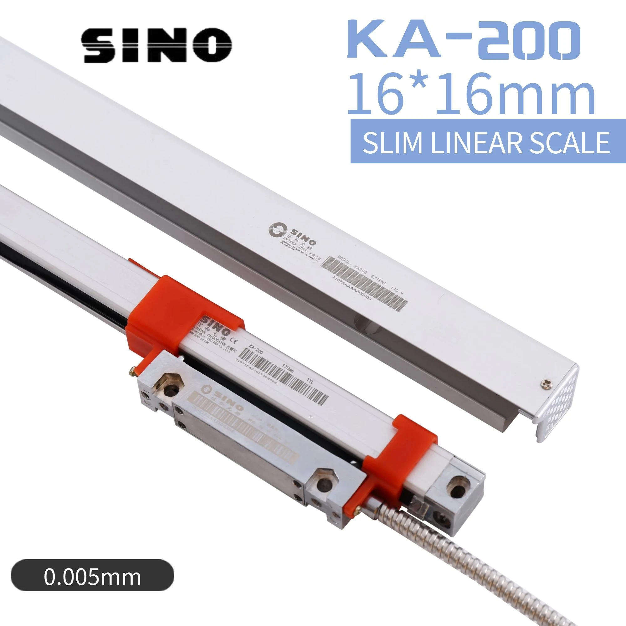 Sino KA-200 16*16mm Slim DRO Linear Scale KA200 120 130 140 150 160 170 180 190 200mm 0,005mm TTL Thin Optical Encoder Line Image