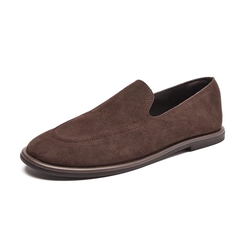 Damen-Loafer aus echtem Leder 2026, rutschfeste, flache Slip-on-Schuhe für Damen, große Größen, flache Damenschuhe aus Rindswildleder