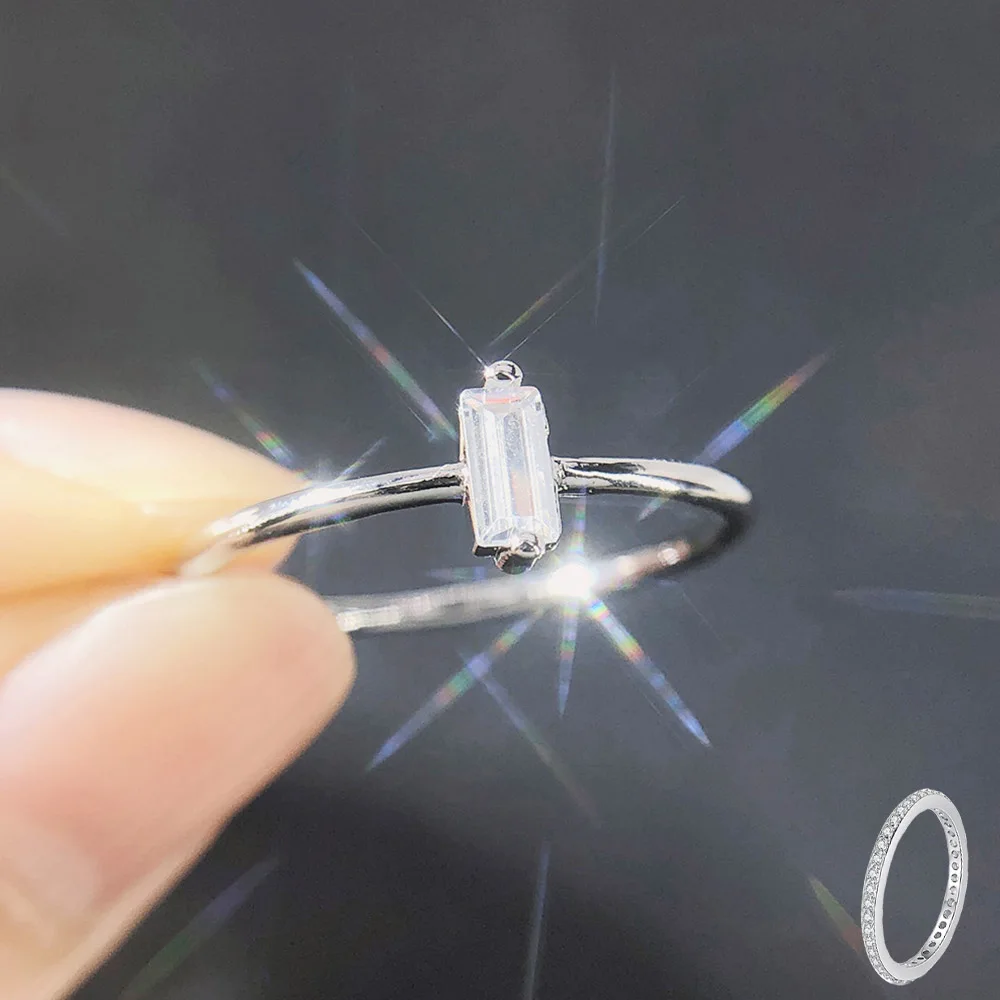 Mode Designer Geometrische Zirkonia Ringe für Frauen Dünne Minimalistischen Dating Ehe Tennis Gold Ring Neue Trendy Schmuck KAR185 Image