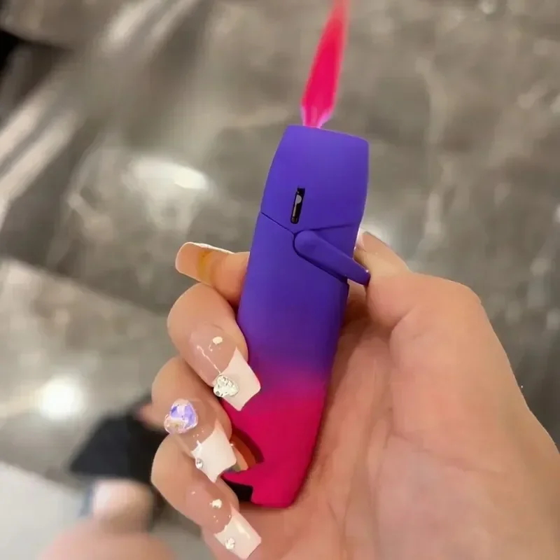 NEUE Kreative Outdoor Winddicht Metall Rosa Flamme Feuerzeug Arm Zündung Spray Butan Gas Feuerzeug Modische Rauchen Geschenk (Kein Gas) Image