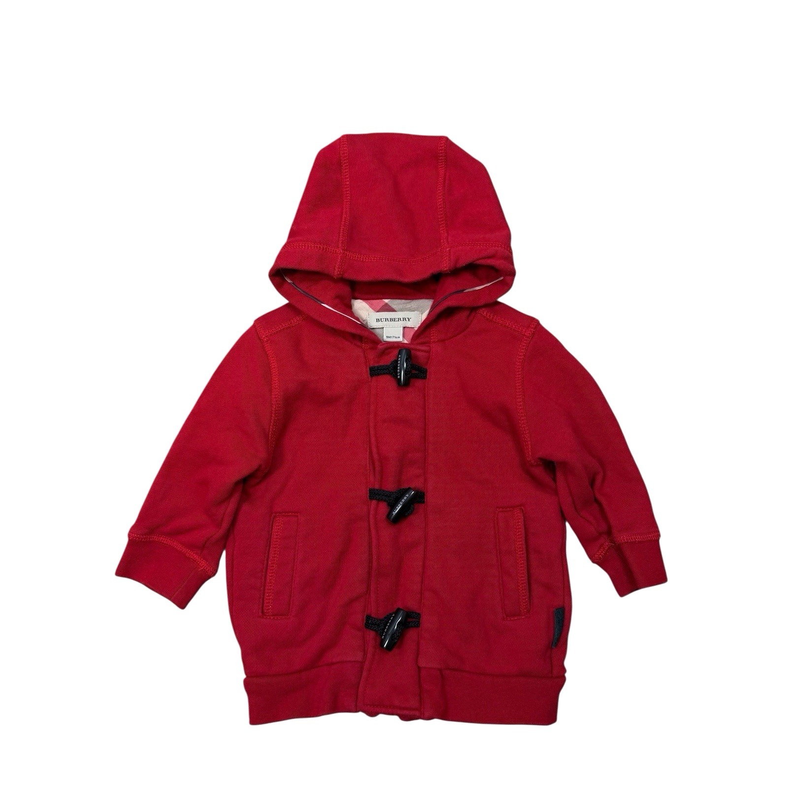 Burberry Shirts & Tops | Burberry Children Baby Red Toggles Hoodie W Pockets Sz 9m | Color: Red | Size: 9mb