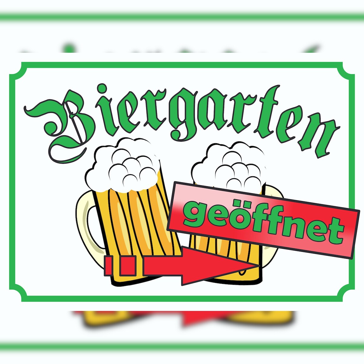 HB-Druck Biergarten geöffnet Schild Pfeil rechts A6 Rückseite selbstklebend Image