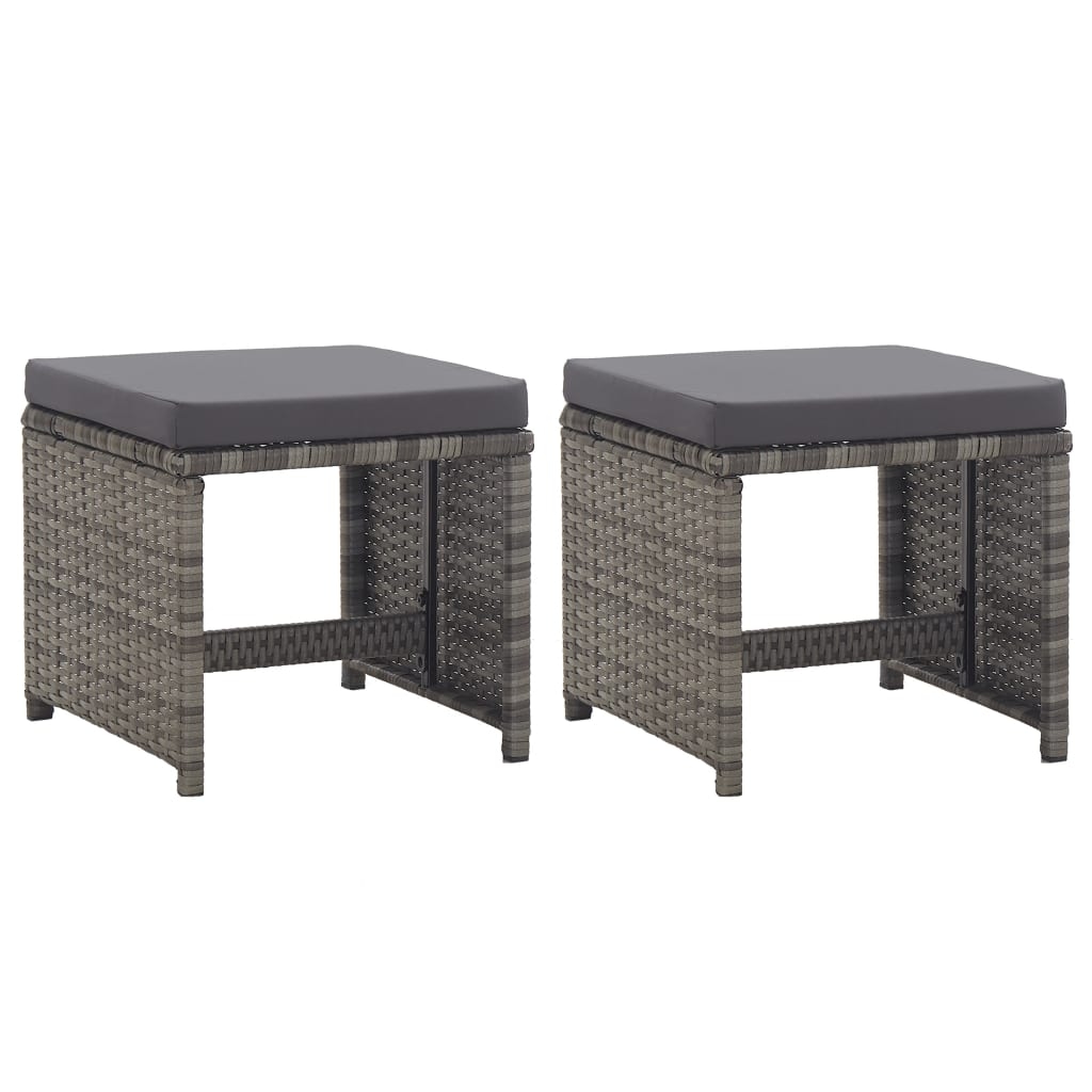 vidaXL Gartenhocker 2 Stk. mit Sitzkissen Poly Rattan Anthrazit Image