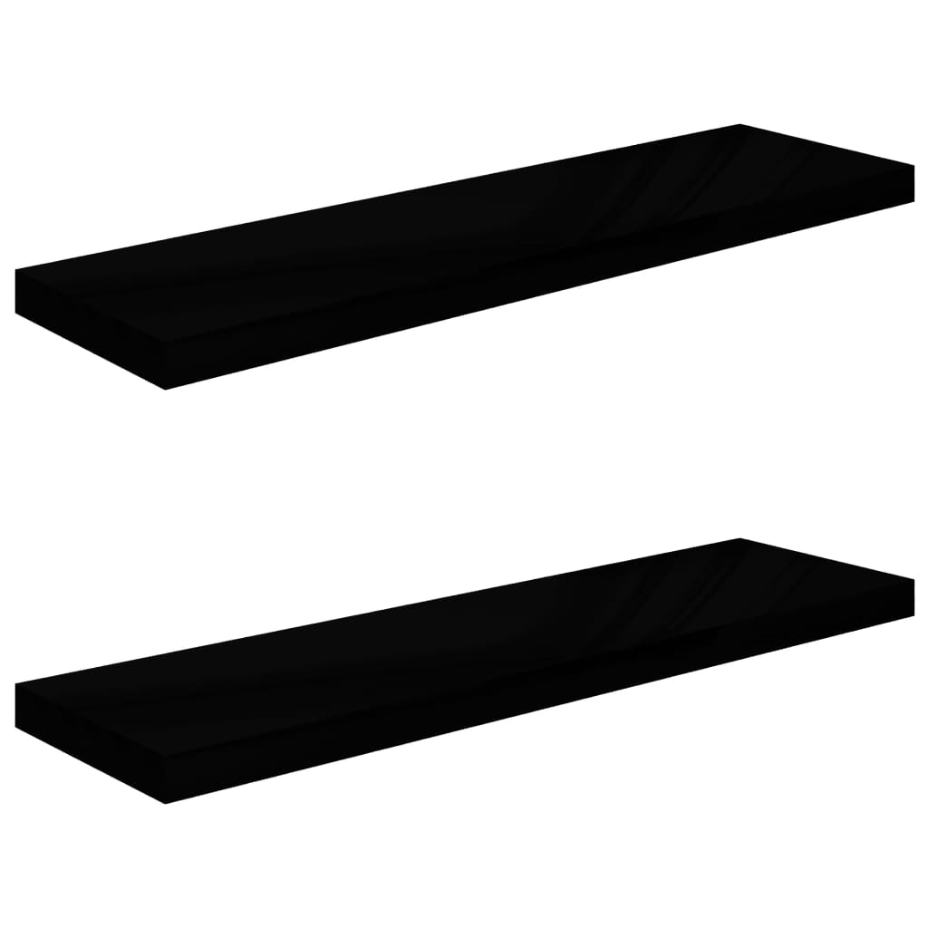 vidaXL Schweberegale 2 Stk. Hochglanz-Schwarz 90x23,5x3,8 cm MDF Image