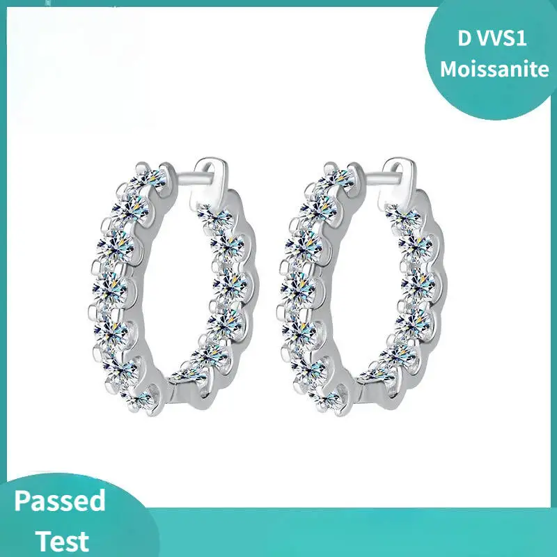 TY 2,6 ct D Farbe Moissanit 925 Sterling Silber vergoldet Weißgold Creolen für Frauen Hochzeit Schmuck