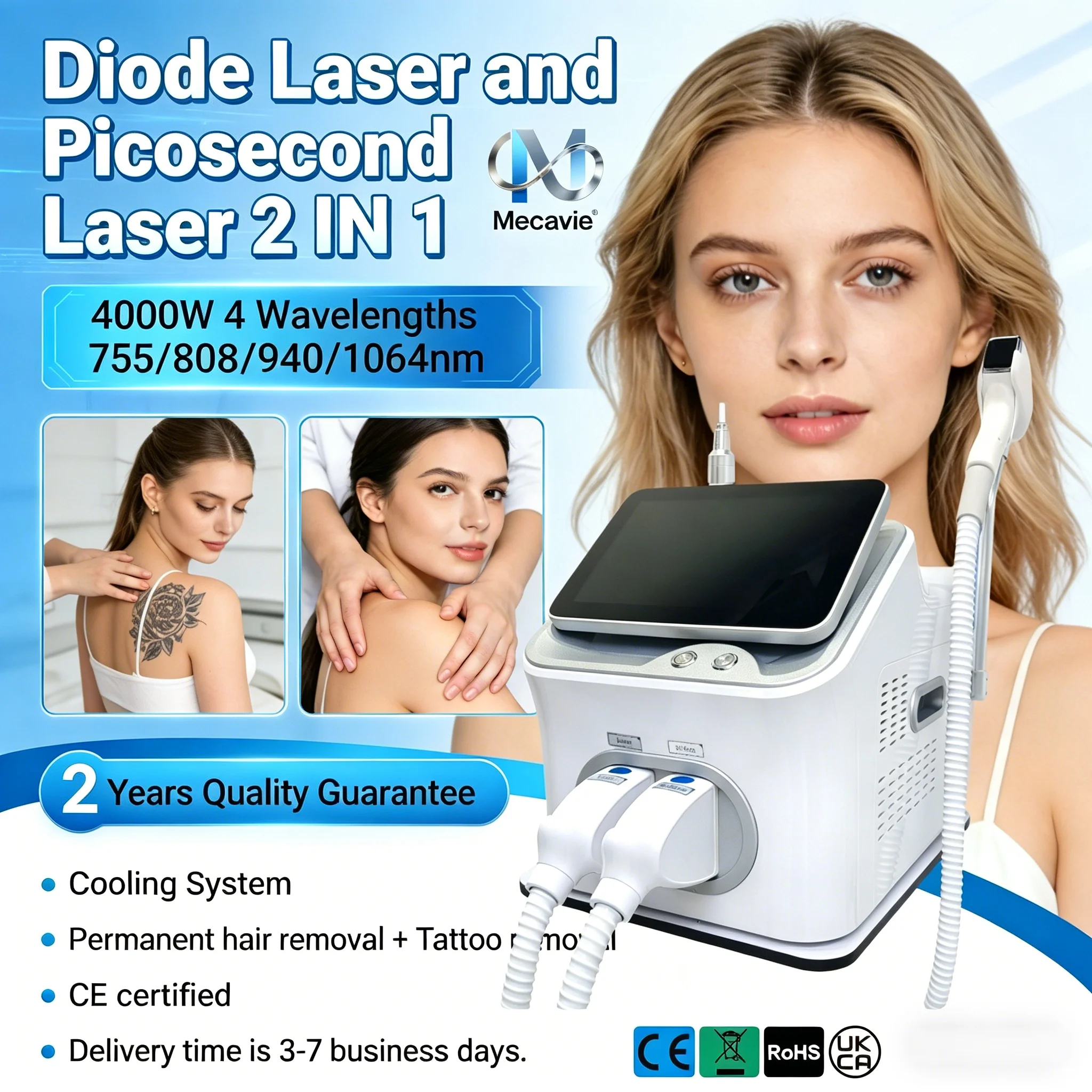 5000W Soprano 2-in-1 808+ Pikosekunden-Diodenlaser Haarentfernungsgerät Laser-Pikosekunden-Tattooentfernung Dauerhafte Haarentfernung Image