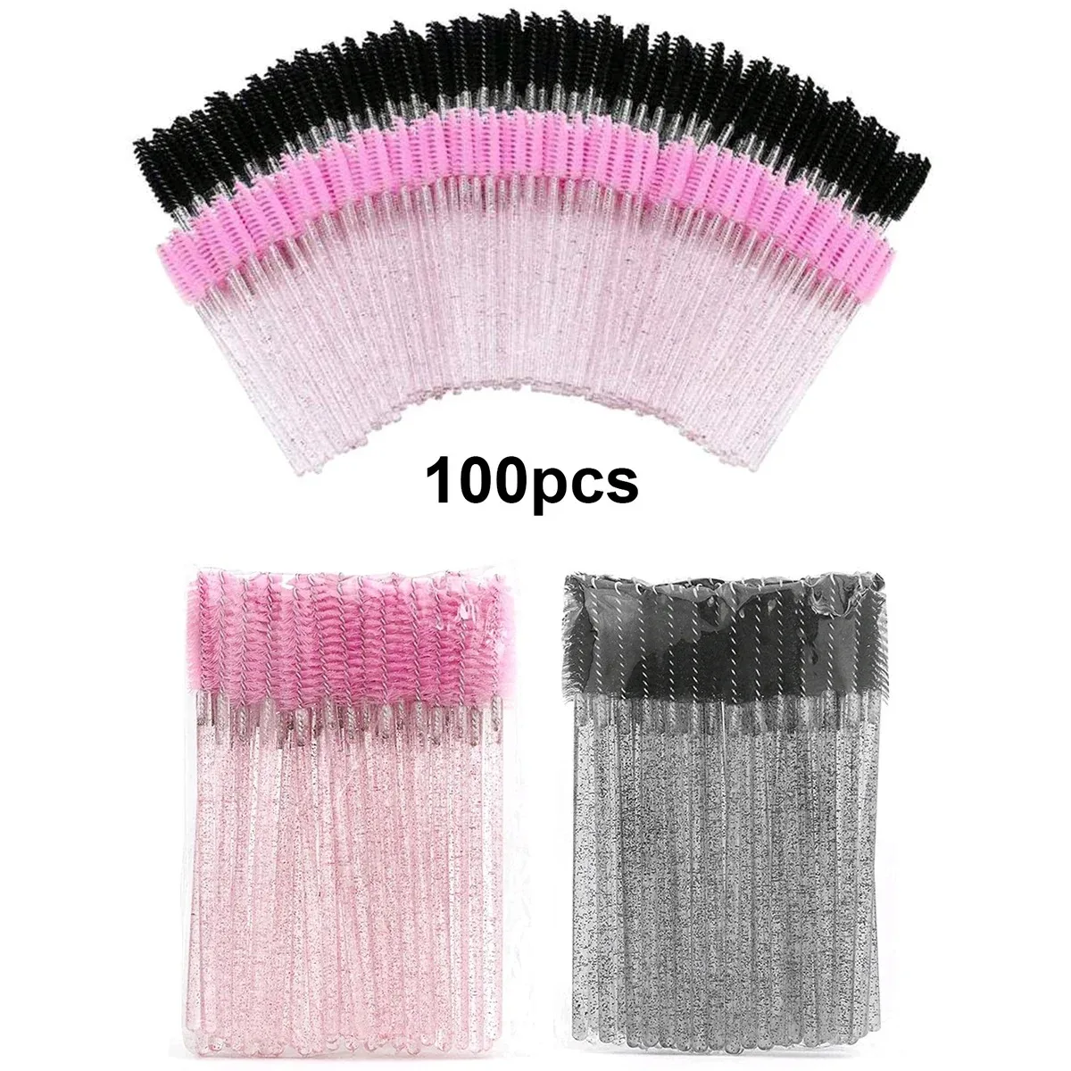 Großhandel 100 Stück Mascara Spoolies Einweg-Wimpern- und Augenbrauenpinsel für Salon, Verlängerung und Make-up, Wimpernverlängerungszubehör Image