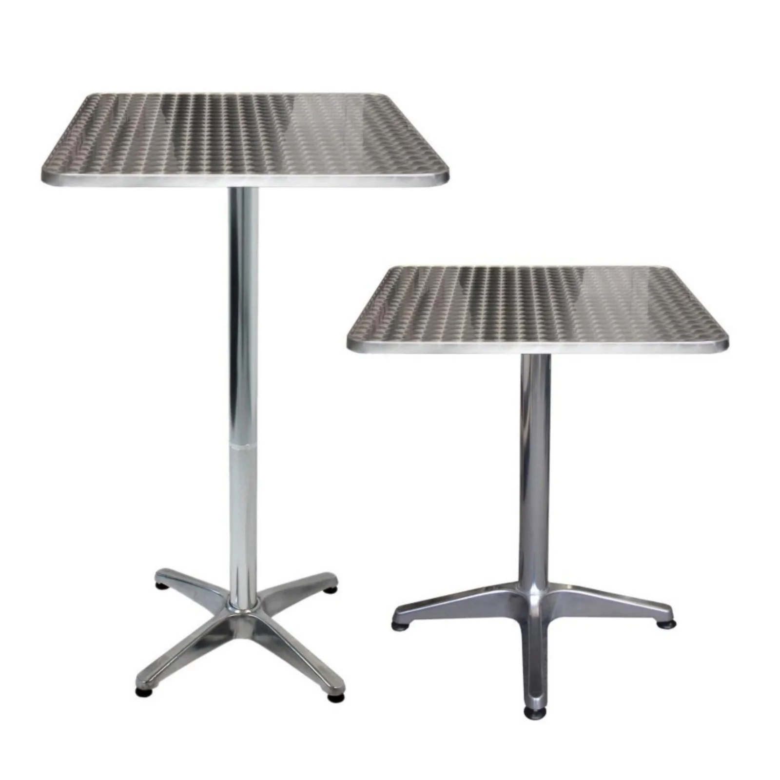 Bistrotisch, Küchentisch, Esstisch aus Aluminium für den Außenbereich, 60 x 60 cm, mit verstellbarer Höhe 70/110 cm