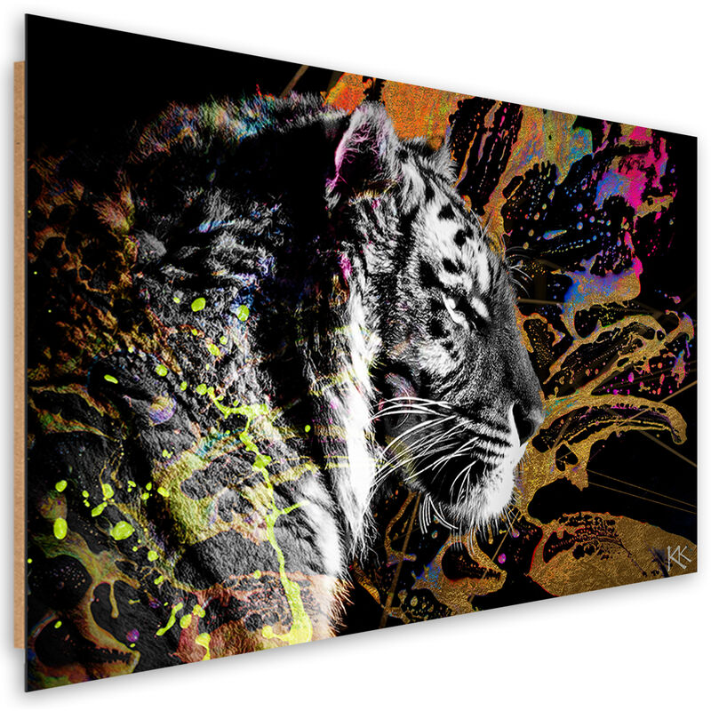 Gbshop - Quadro Deco Panel, Tigre Su Uno Sfondo Colorato - 60x40