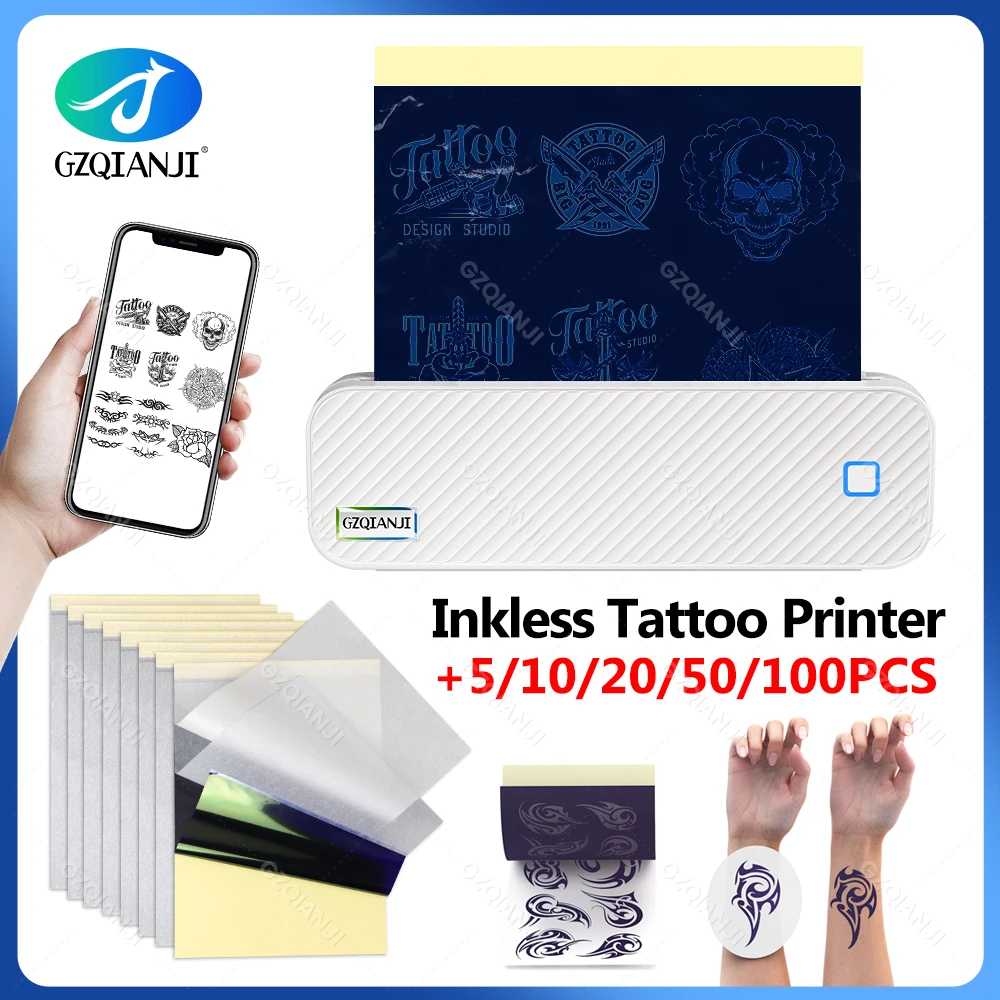 A4 Bluetooth Thermo drucker Zeichnung Schablonen transfer maschinen Multifunktion etiketten hersteller Druck kopierer Tattoo Papier 2 in 1 Image