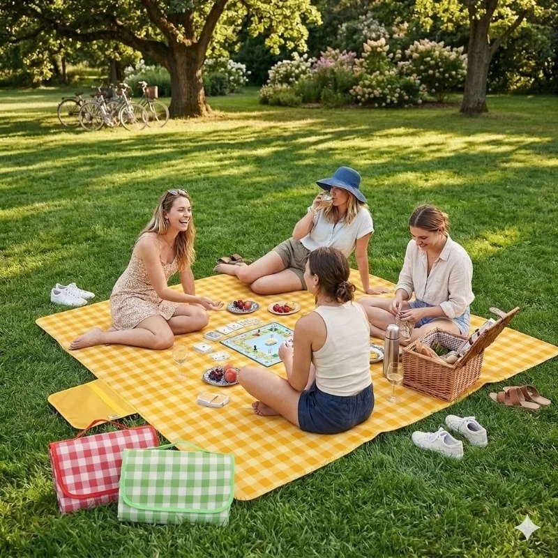 Dicke Wasserdichte Picknickdecke Feuchtigkeitsbeständige Bodenmatte für Outdoor-Camping Wandern Strand Gras-Aktivitäten Image