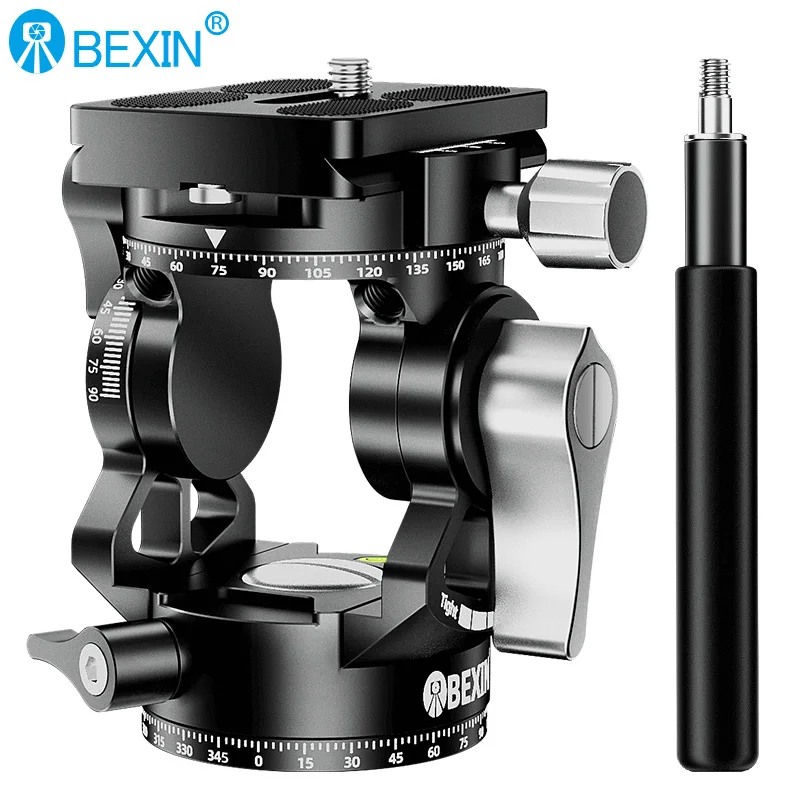 BEXIN Mini-Stativkopf, leichter Doppel-Panorama-Kamera-Videokopf für Stativ, Arca Swiss Schnellwechselplatte für DSLR-Kamera Image
