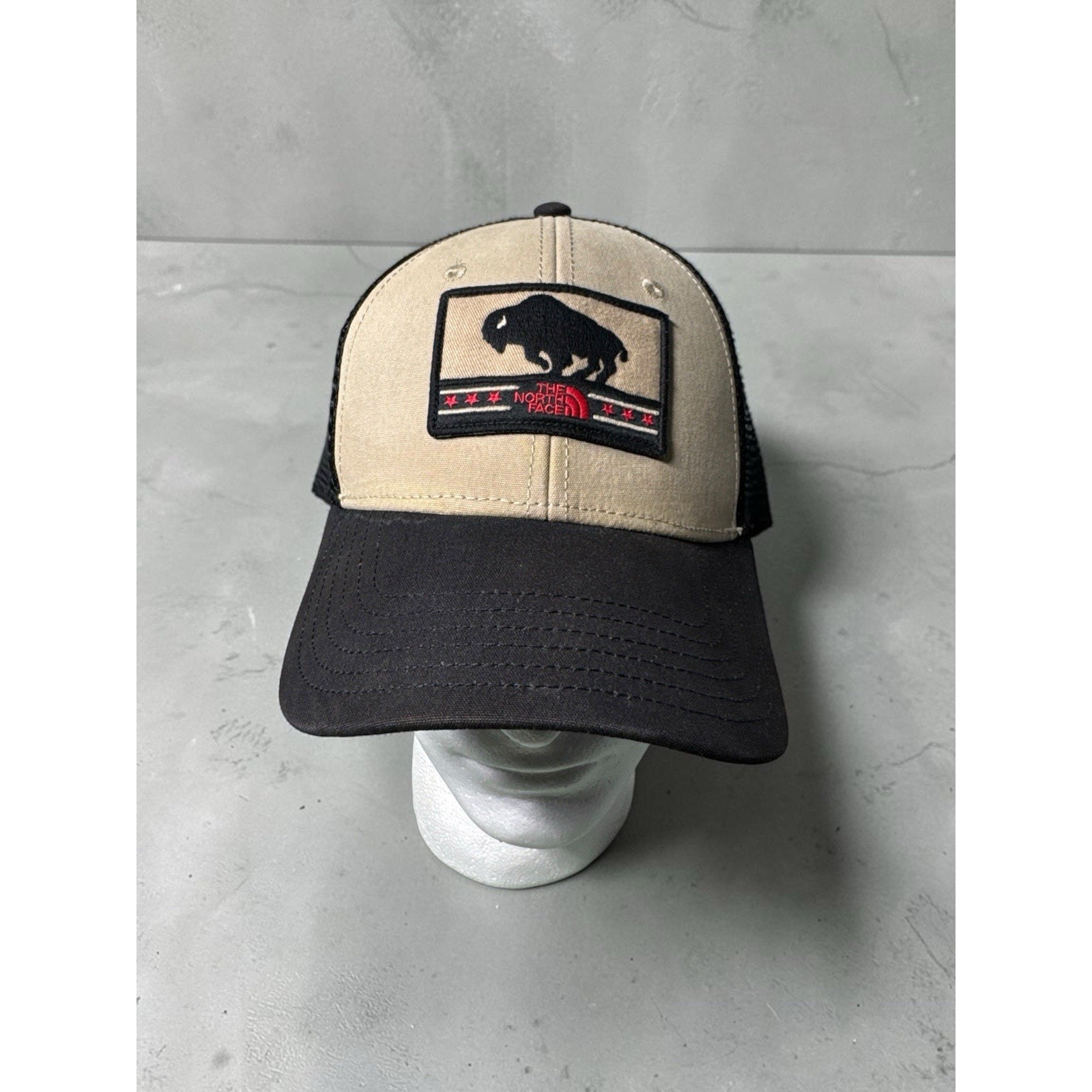 The North Face Accessories | The North Face Hat Tan Trucker Mesh Snapback Logo Patch Cap Bison Buffalo Patch | Color: Tan | Size: Os