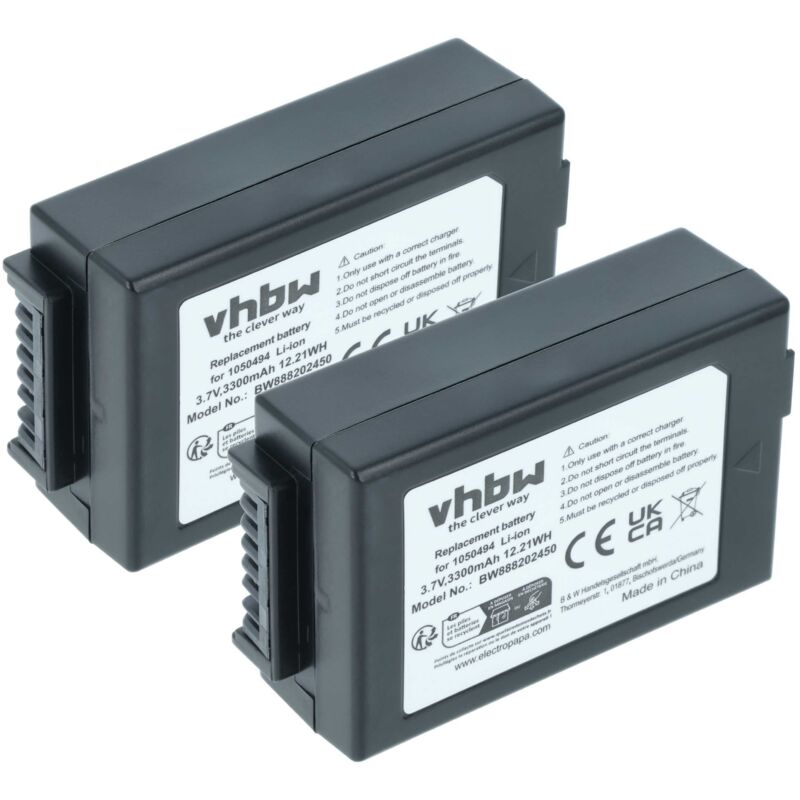 Vhbw 2x Batteria Compatibile Con Motorola 3 Model C, 3 Model S Computer Portatile Scanner (3300mah, 3,7v, Li-ion)
