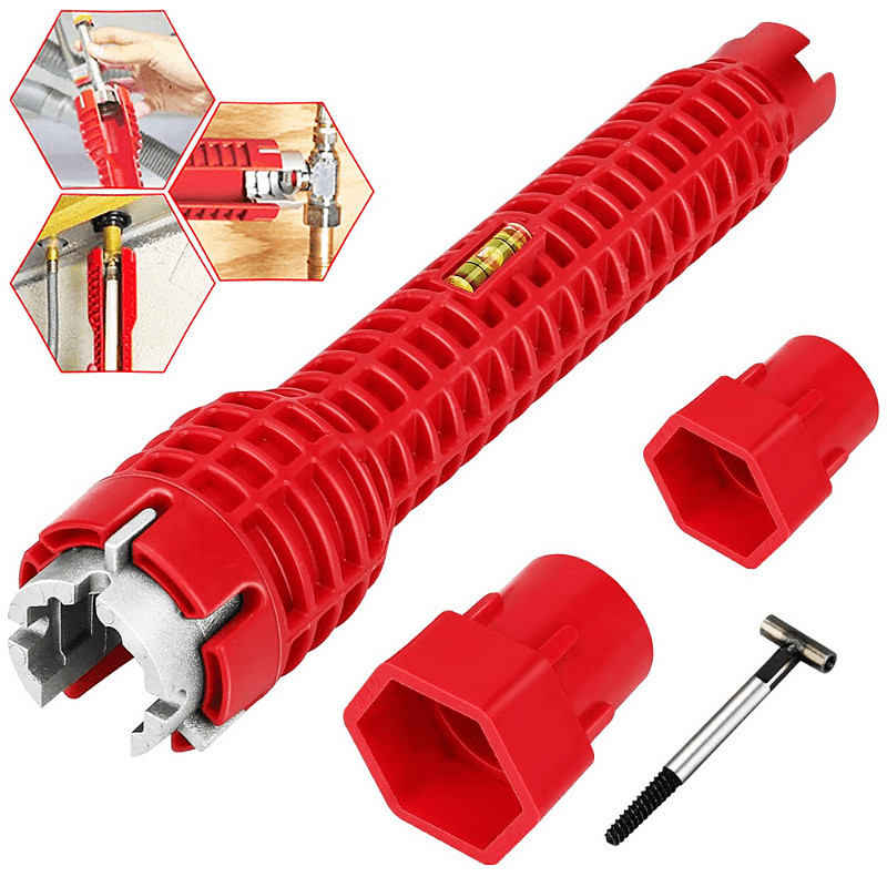 4 Pack 8-in-1 Faucet and Sink Installer Tool, Multi-purpose Sink Wrench Plumbing Tool for Water Pipe Nut Valve Strainer, Extra-long Basin Wrench for Tight Spaces, Kitchen and Bathroom Repair Tool