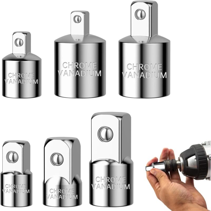 6 Pezzi Adattatore Per Bussola, Adattatore A Cricchetto,adatta Da 1/4' A 3/8', Da 1/2' A 3/8', Da 3/8' A 1/4', Da 3/8' A 1/2', Da 1/2' A 1/4', Da 1/4' A 1/2' Per Bussole E Punte