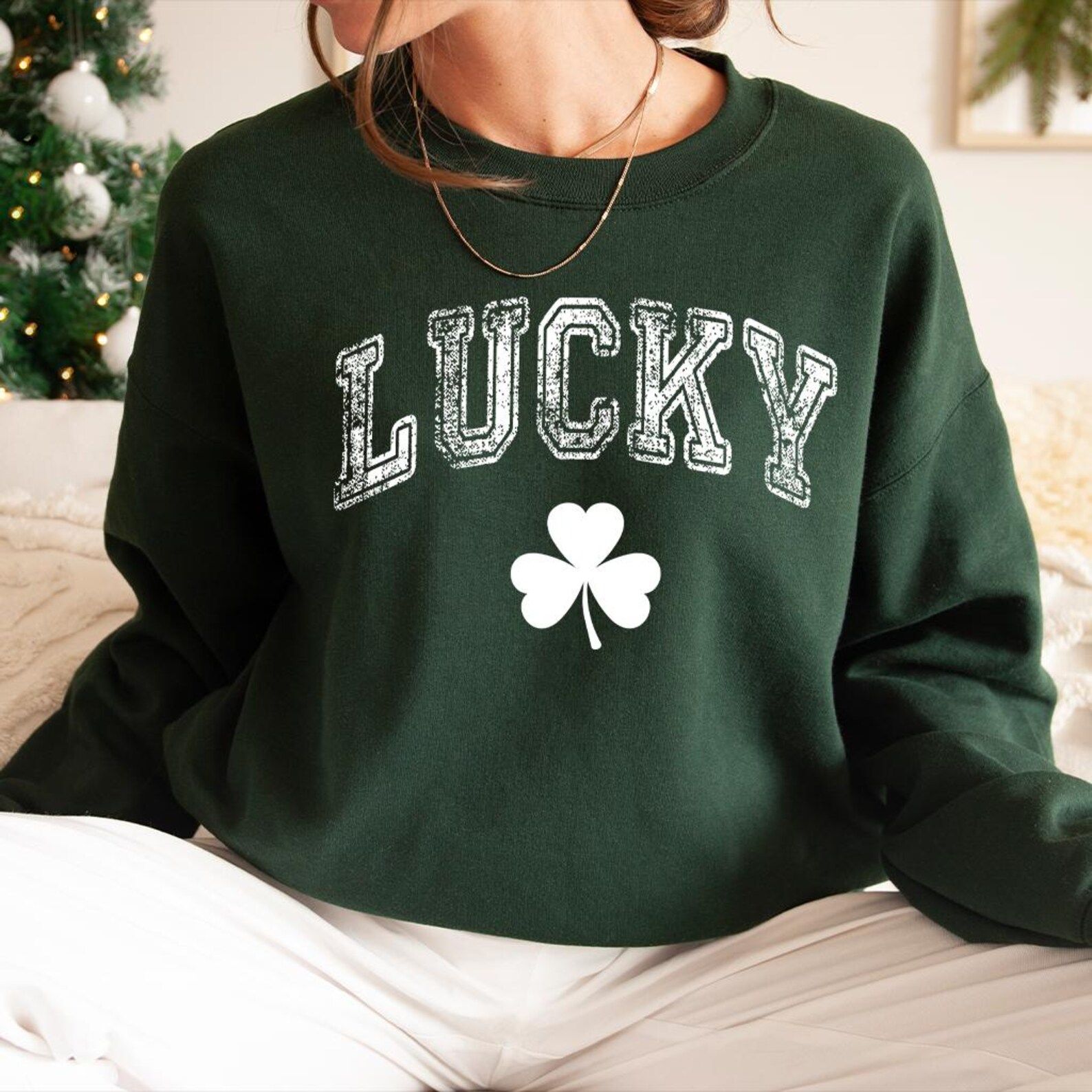 Retro Lucky Shamrock Sweatshirt | Womens St. Patricks Day Outfit Vintage Clover Crewneck Pullover maroon m sweatshirt
