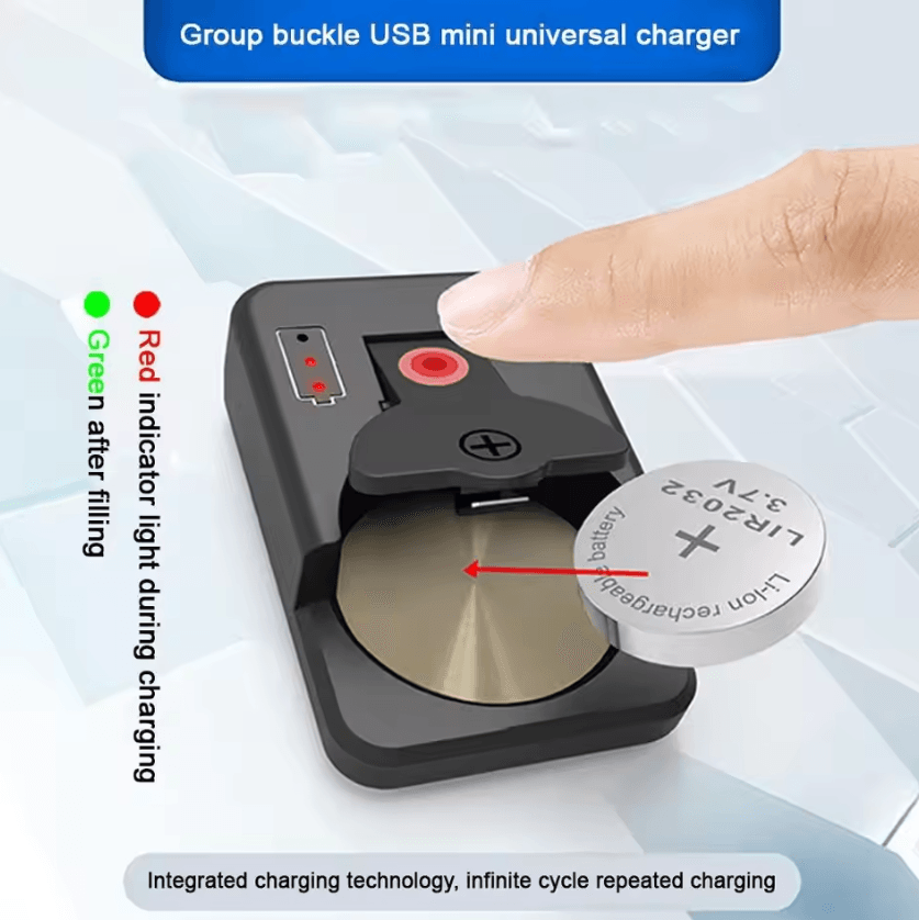 USB C Rechargeable Lithium Coin Batteries Smart Button Cell Power For LIR2032 2025 2016 white
