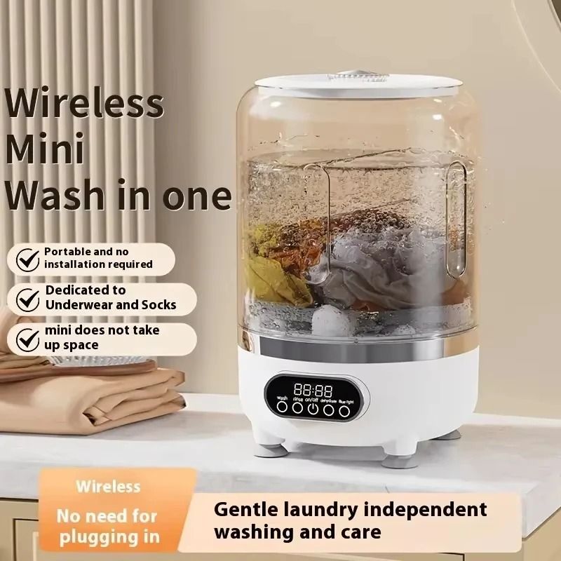 Mini Turbo Portable Washing Machine USB Rechargeable Dehydrating Hub High Yield Underwear & Sock Care Machine Mini Turbo Portable Washing Machine USB Rechargeable Dehydrating Hub High Yield Underwear & Sock Care Machine