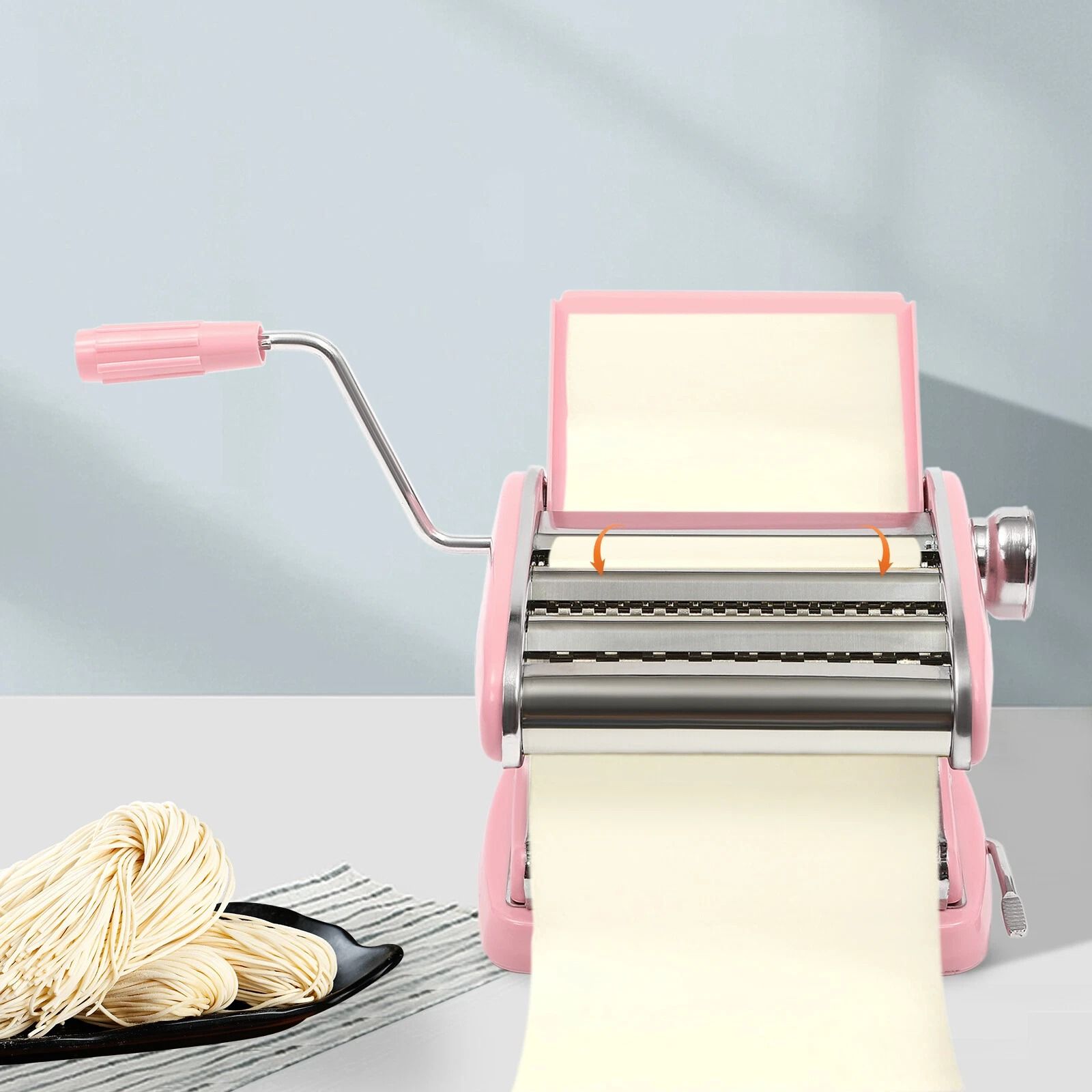 Stainless Steel Manual Pasta Maker Machine Fresh Pasta Roller & Noodle Cutter Stainless Steel Manual Pasta Maker Machine Fresh Pasta Roller & Noodle Cutter