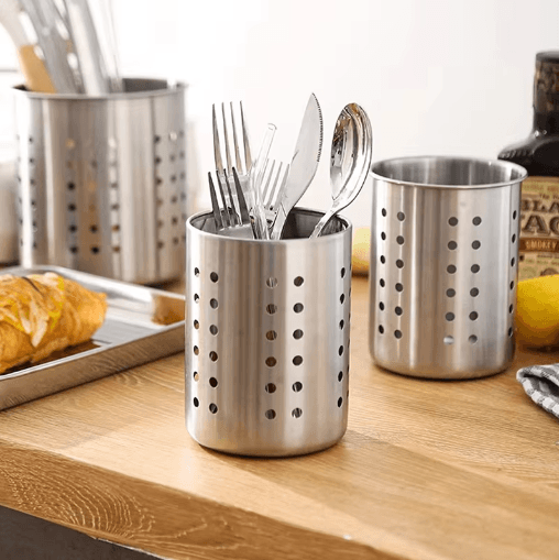 Stainless Steel Cutlery Holder & Utensil Drainer Multi Compartment Kitchen Organizer c
