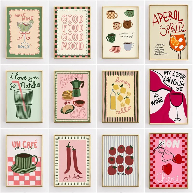 Funny Coffee Kitchen Wall Art Retro Food Quote Canvas Poster Decor 22 19.69 X 27.56 In
