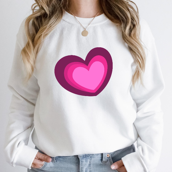 Heart Valentines Day Sweatshirt | Womens Cute Heart Graphic Crewneck Pullover For Valentine Outfit orange l sweatshirt
