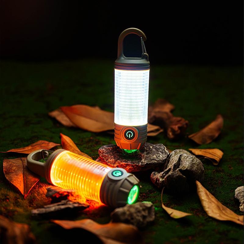 Rechargeable LED Camping Lantern Flashlight With Waterproof Portable Outdoor Light dark Green