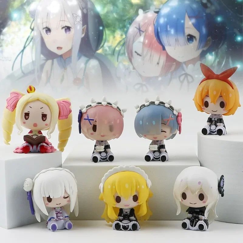Re Zero Rem Emilia Mini Anime Figure Set Collectible Desk Display b