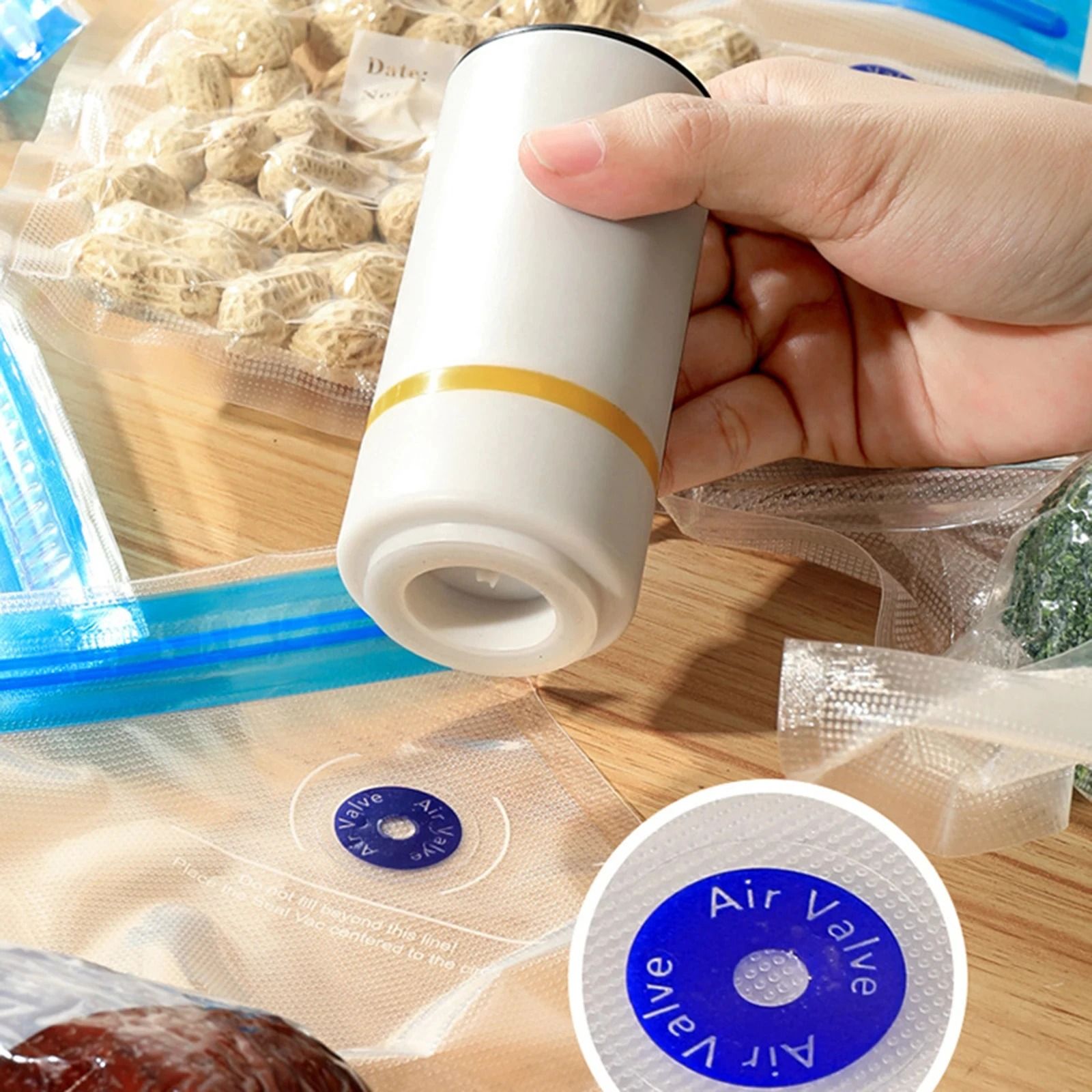 Reusable Vacuum Food Storage Bags Set With Electric Pump Sealer 10 Pcs Bag With Auto Pump 26x28 Cm