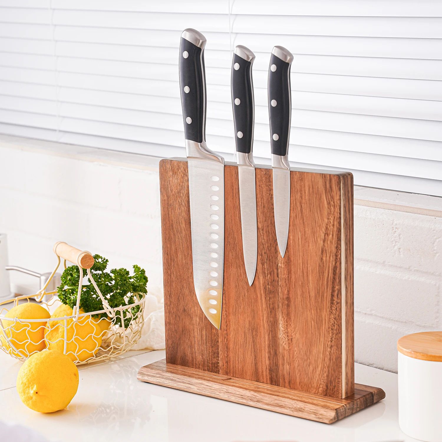 Acacia Wood Magnetic Knife Block Holder For Kitchen Countertop Acacia Wood Magnetic Knife Block Holder For Kitchen Countertop