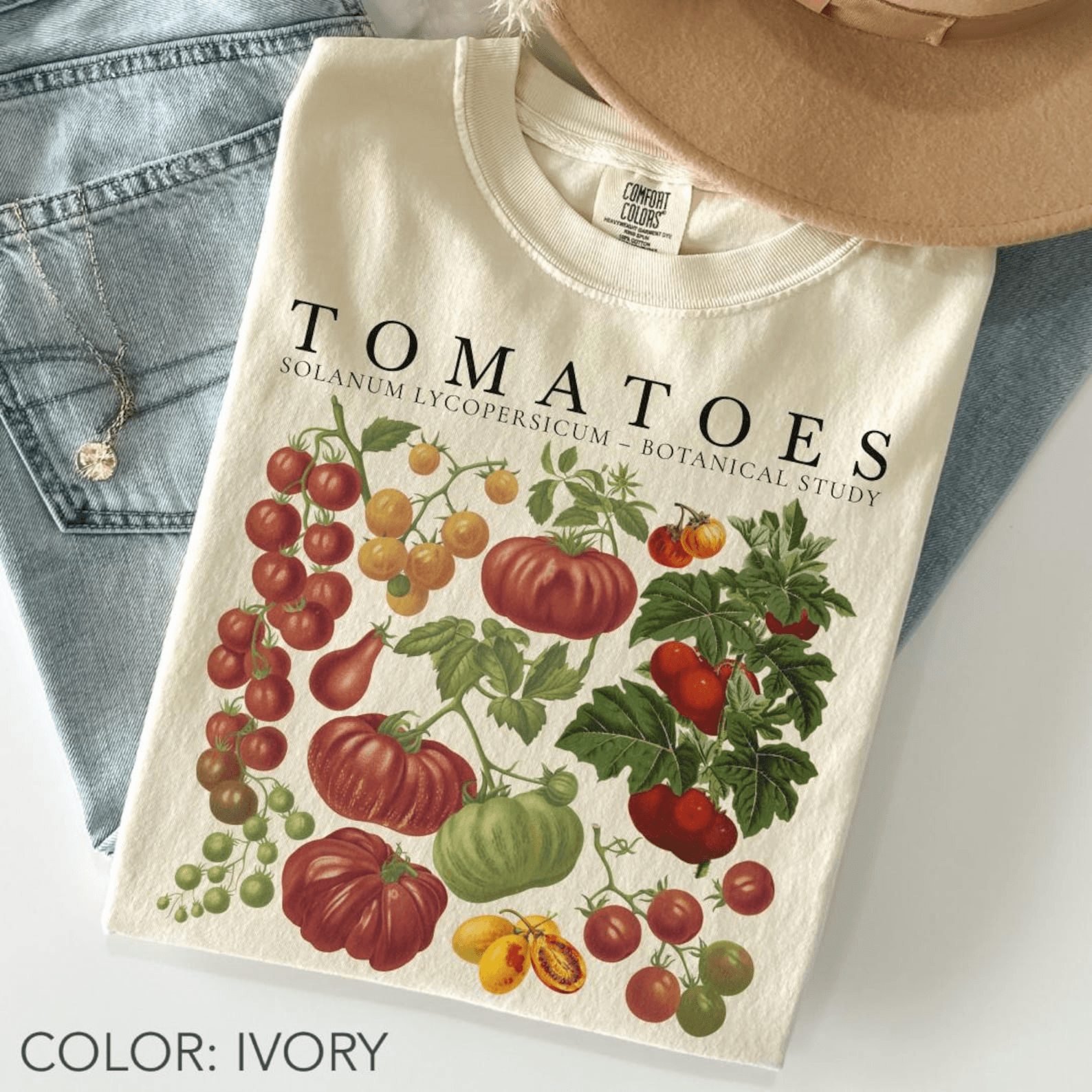 Comfort Colors Tomato Shirt Fruit Botanical Tee Cottagecore Vegetable Garden Shirt mauve m t Shirt