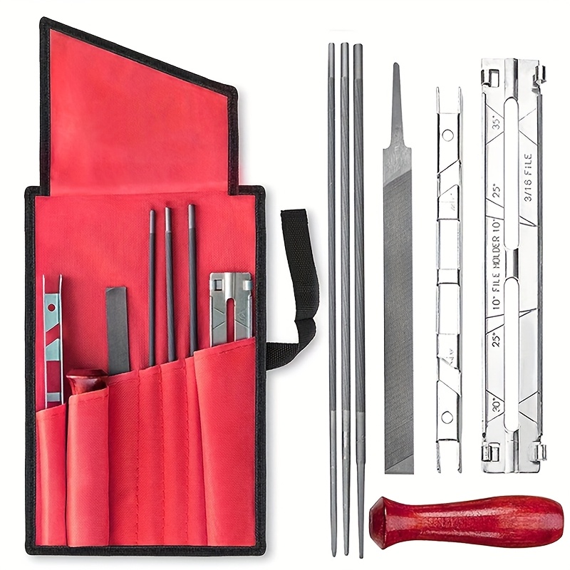 Professional Chainsaw Sharpening Kit Piece Portable File Set With Guide & Handle Professional Chainsaw Sharpening Kit Piece Portable File Set With Guide & Handle