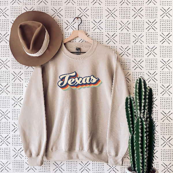 Retro Texas Sweatshirt Vintage Texas State Crewneck Pullover, Unisex Texas Gift Sweater mustard 2xl sweatshirt