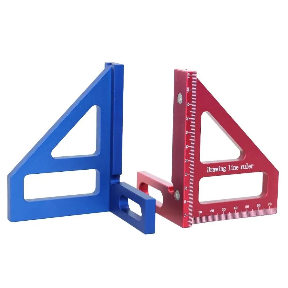 3D Multi Angle Carpenter Square Protractor Precision Woodworking Ruler 45 And 90 Degree Tool red