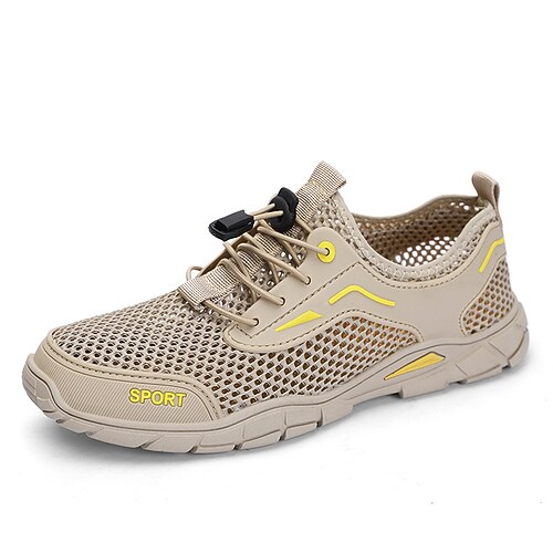 Beige Herren-Outdoor-Sneaker zum Schnüren, leichte, atmungsaktive und bequeme Schuhe zum Spazierengehen, Freizeitschuhe für Reisen, Outdoor-Aktivitäten, Alltag und Wochenendaktivitäten Image