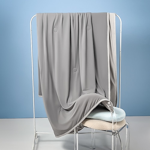 Eiscremeweiche, kühlende Sommerdecke – atmungsaktive, kühlende Decke gegen nächtliches Schwitzen, leichte Ganzjahresdecke mit Klimaanlagenfunktion, waschbar, blau Image