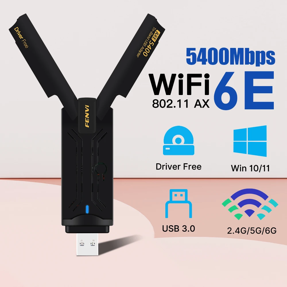 5400 MBit/s WLAN 6e USB-WLAN-Dongle USB 3.0 WLAN-Adapter 3,0g/5g/6GHz schnelle Netzwerk karten antenne MU-MIMO Plug-and-Play für Win 2,4 Image