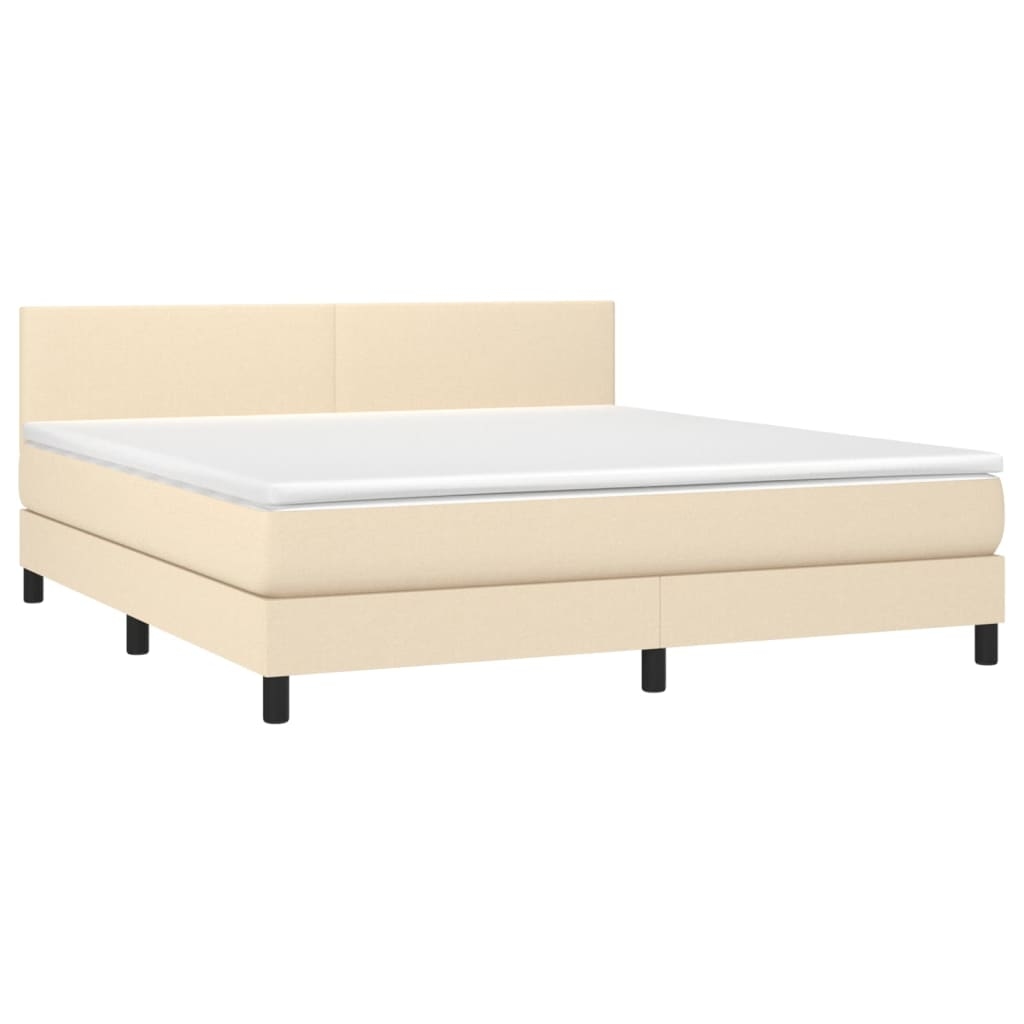 vidaXL Boxspringbett mit Matratze & LED Creme 180x200 cm Stoff Image