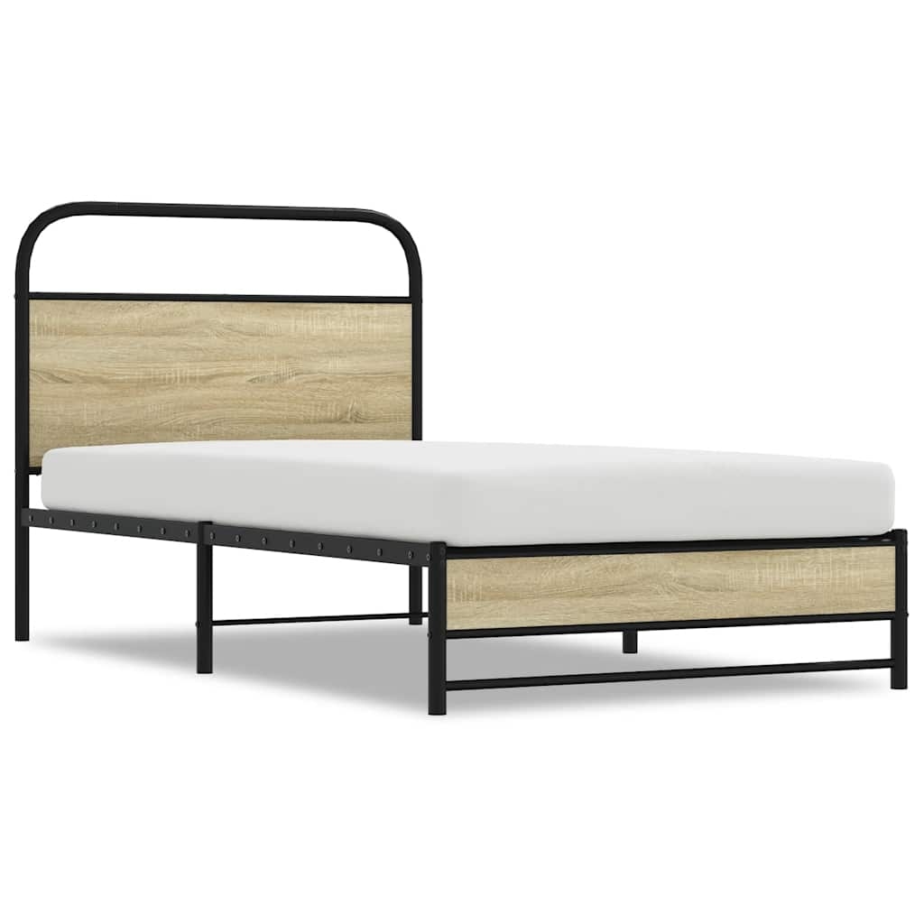 vidaXL Bettgestell ohne Matratze 90x200 cm Sonoma-Eiche Holzwerkstoff Image